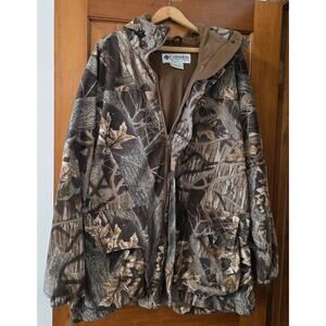 Columbia Men's Camouflage Hooded Jacket Widgeon Shell Hunting Fleece Lined XL